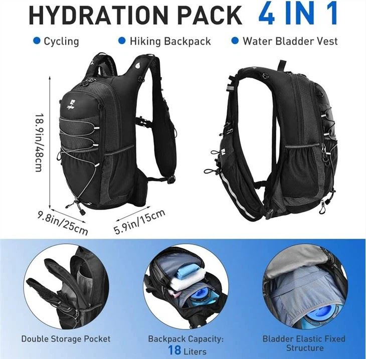 Hydration Backpack Pack With 2 Liter TPU Hydration Water Bladder